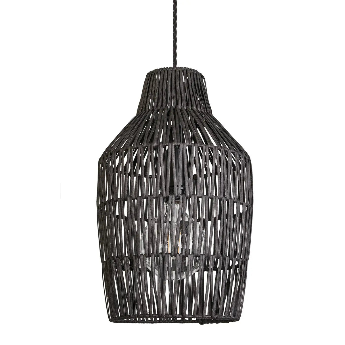 Boho Rattan Ceiling Pendant Light - 11 Inch - Vase