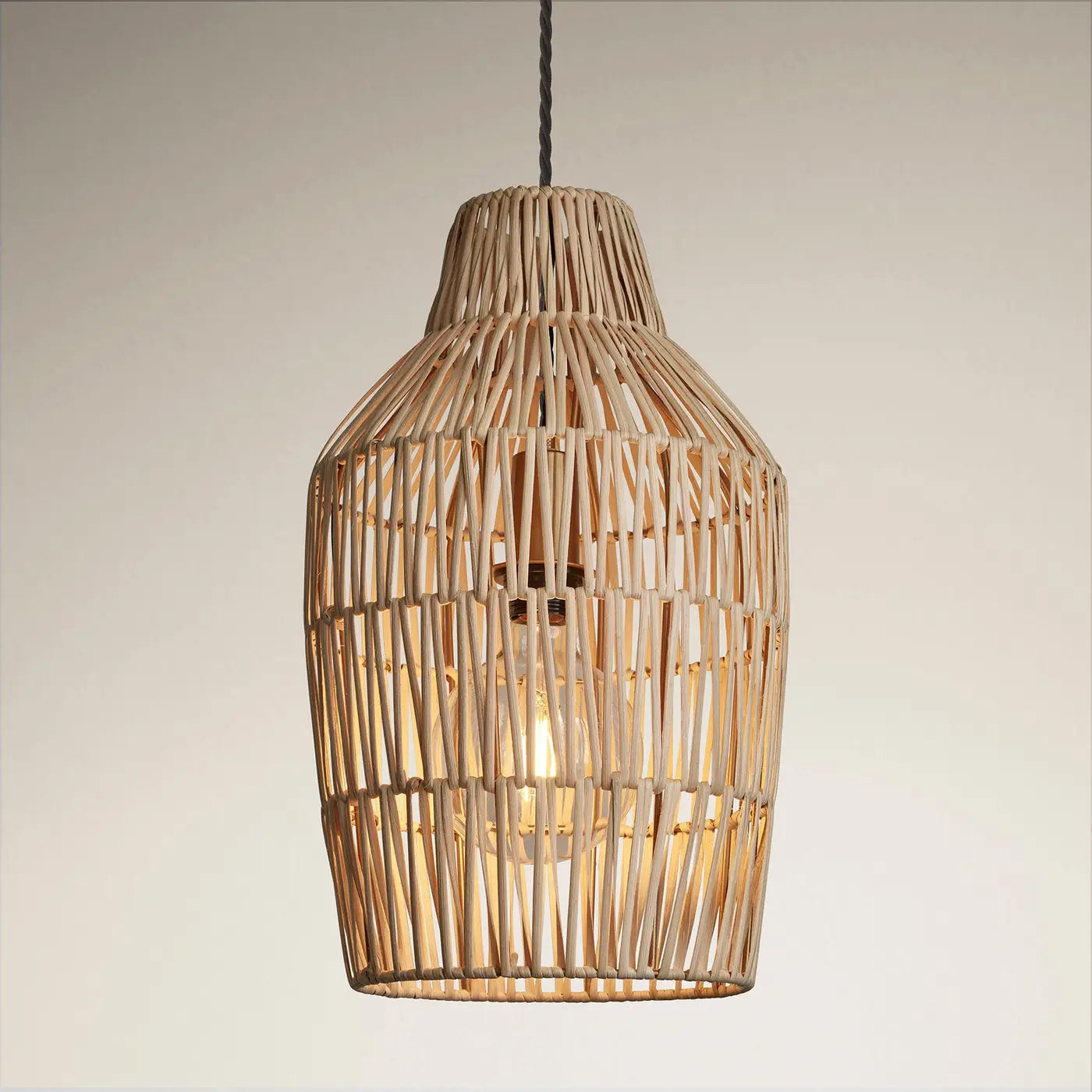 Boho Rattan Ceiling Pendant Light - 11 Inch - Vase