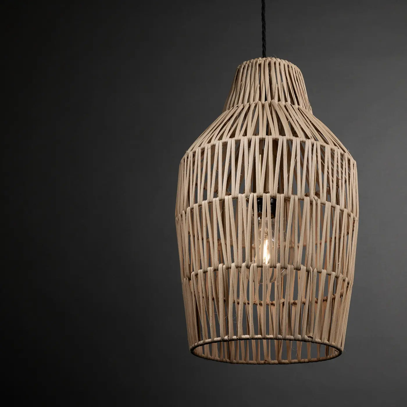 Boho Rattan Ceiling Pendant Light - 11 Inch - Vase