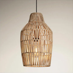 Boho Rattan Ceiling Pendant Light - 11 Inch - Vase