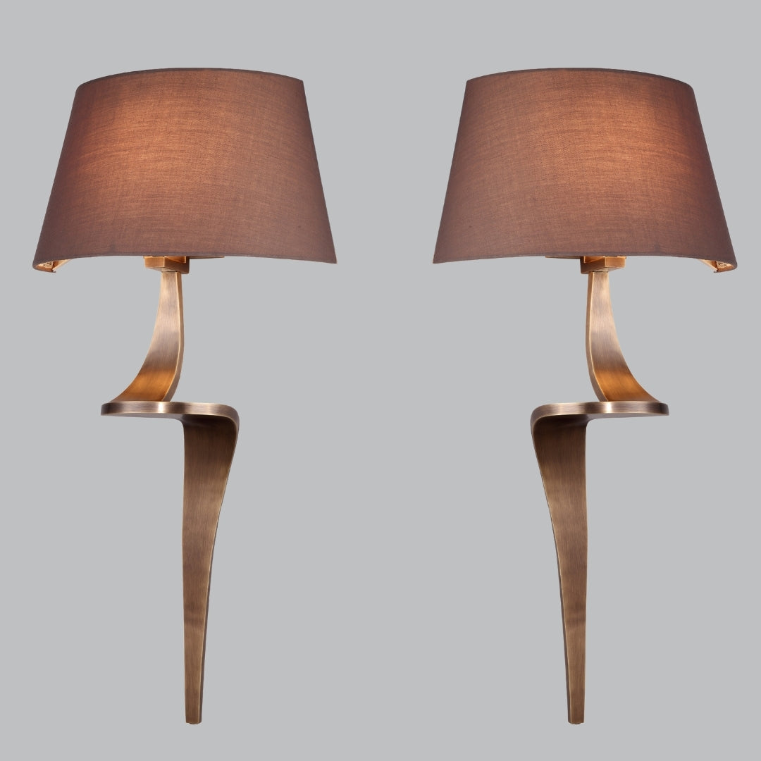 Nero Pair of Nickel/Antique Brass Wall Lamps E14