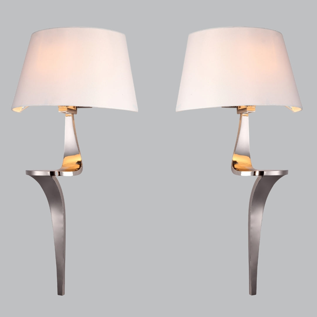 Nero Pair of Nickel/Antique Brass Wall Lamps E14