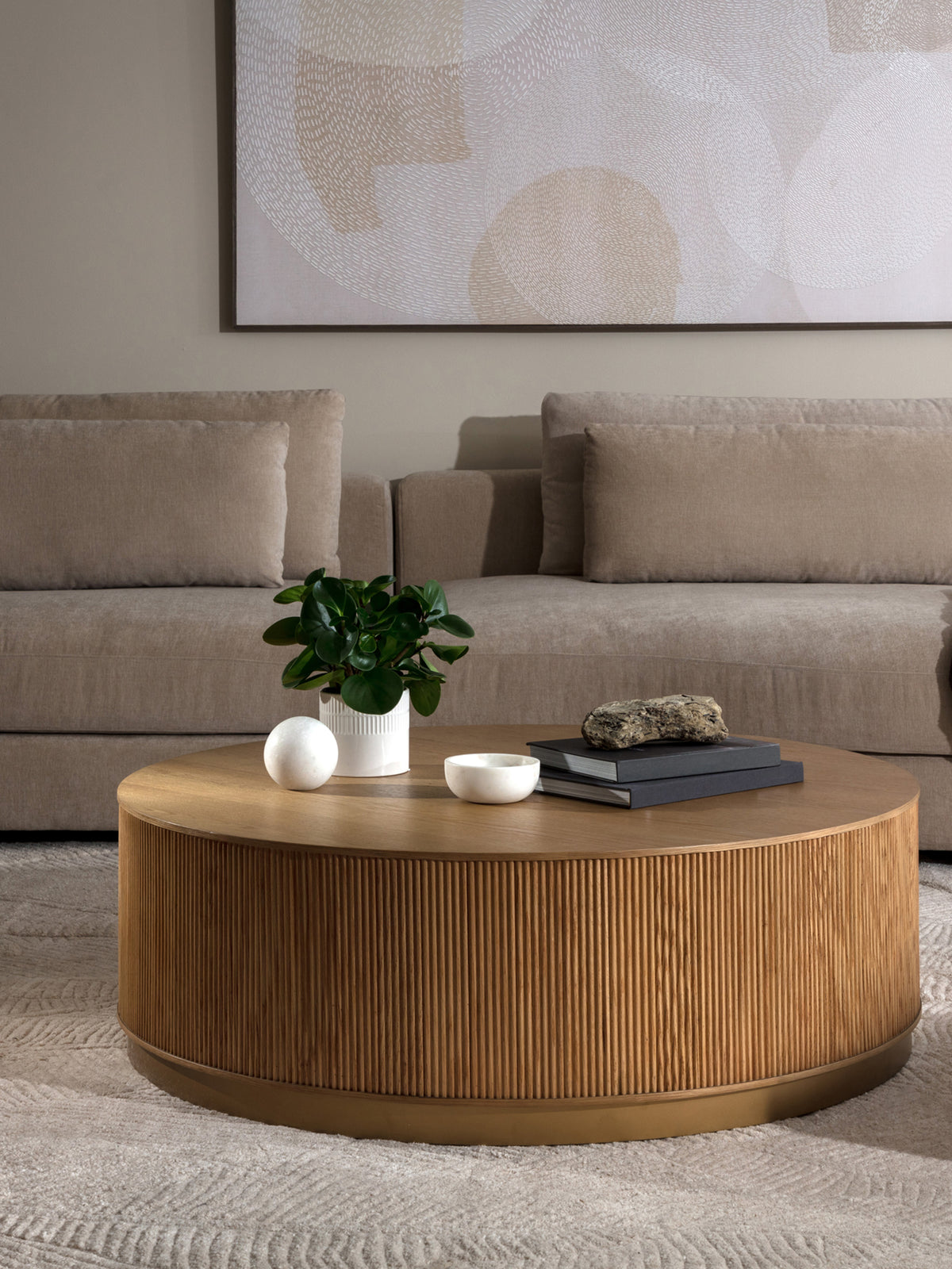 Kalla Oak Round Coffee Table 112cm