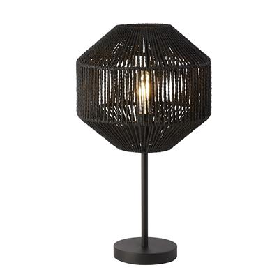 Wicker Rattan Style Table Lamp - Black Rope