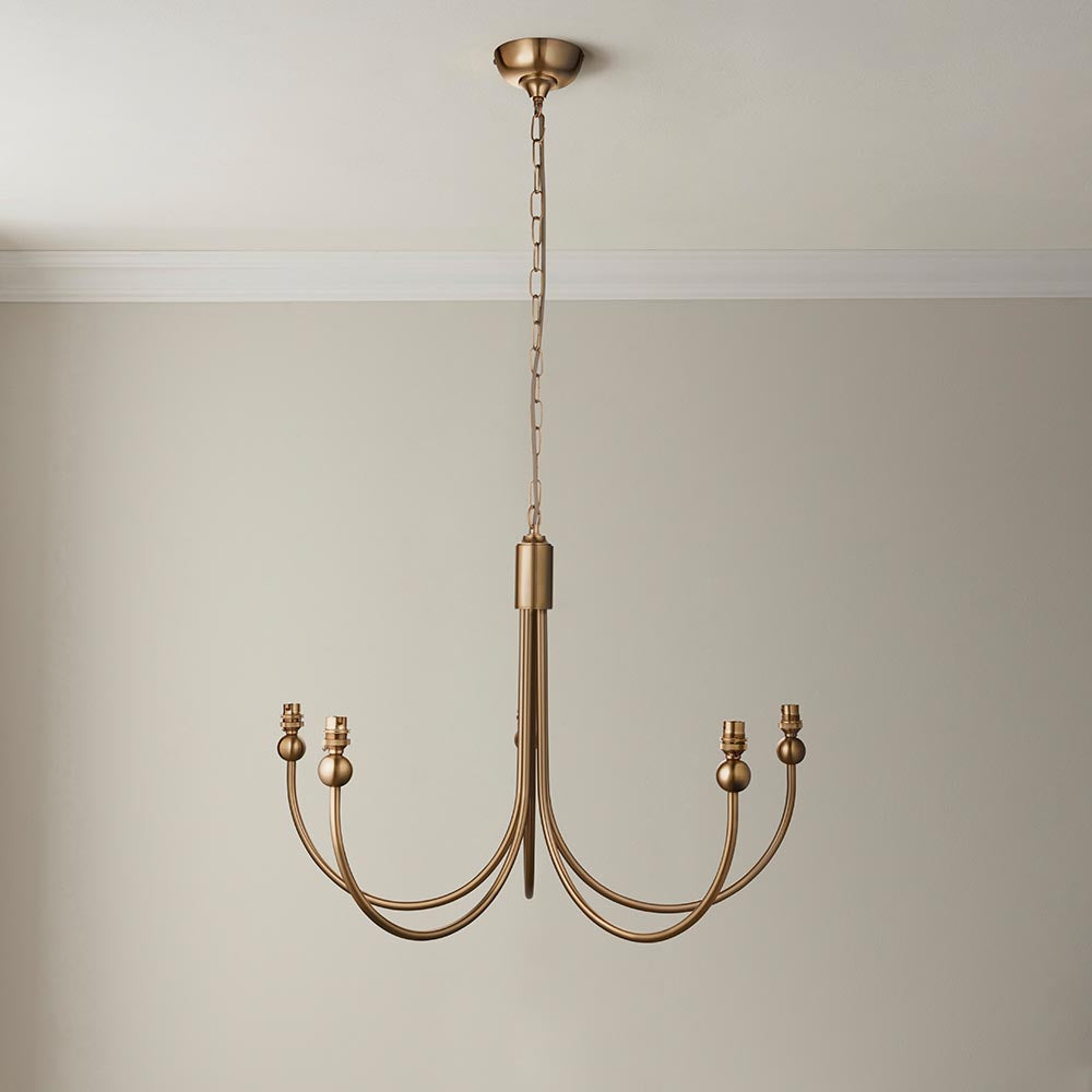 Marciano 5Lt Multi-Arm Curved Pendant - Brass