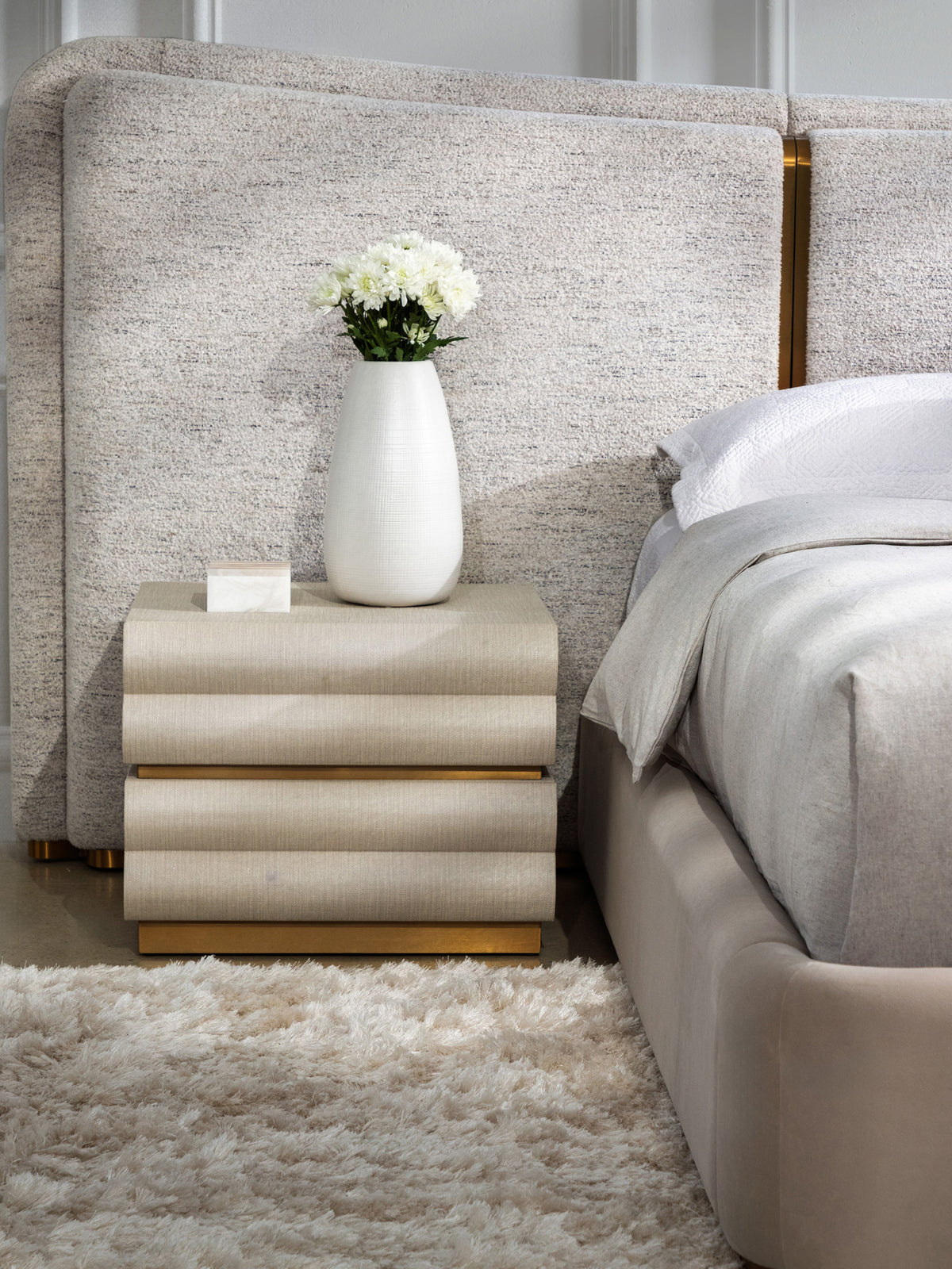 Subira Nightstand- Cream/ Chocolate Finishes