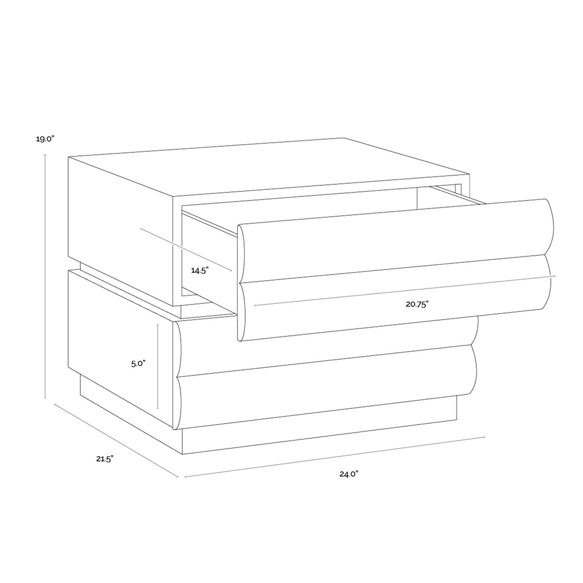 Subira Nightstand- Cream/ Chocolate Finishes