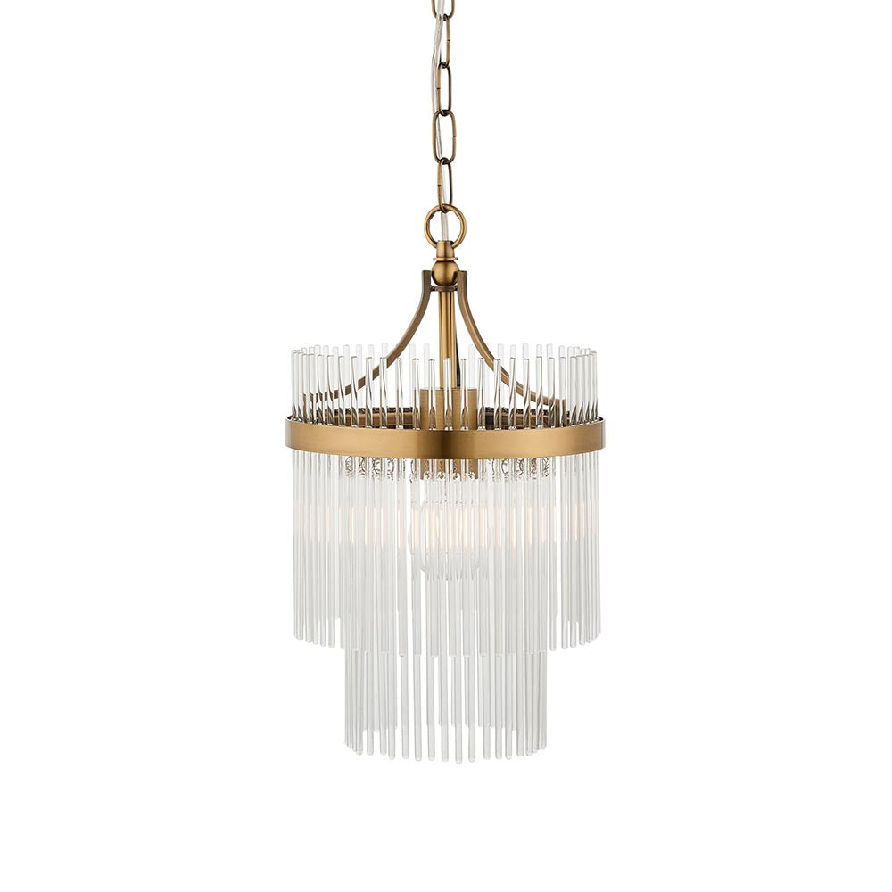Stefan 1Lt Crystal Pendant Light - Antique Brass