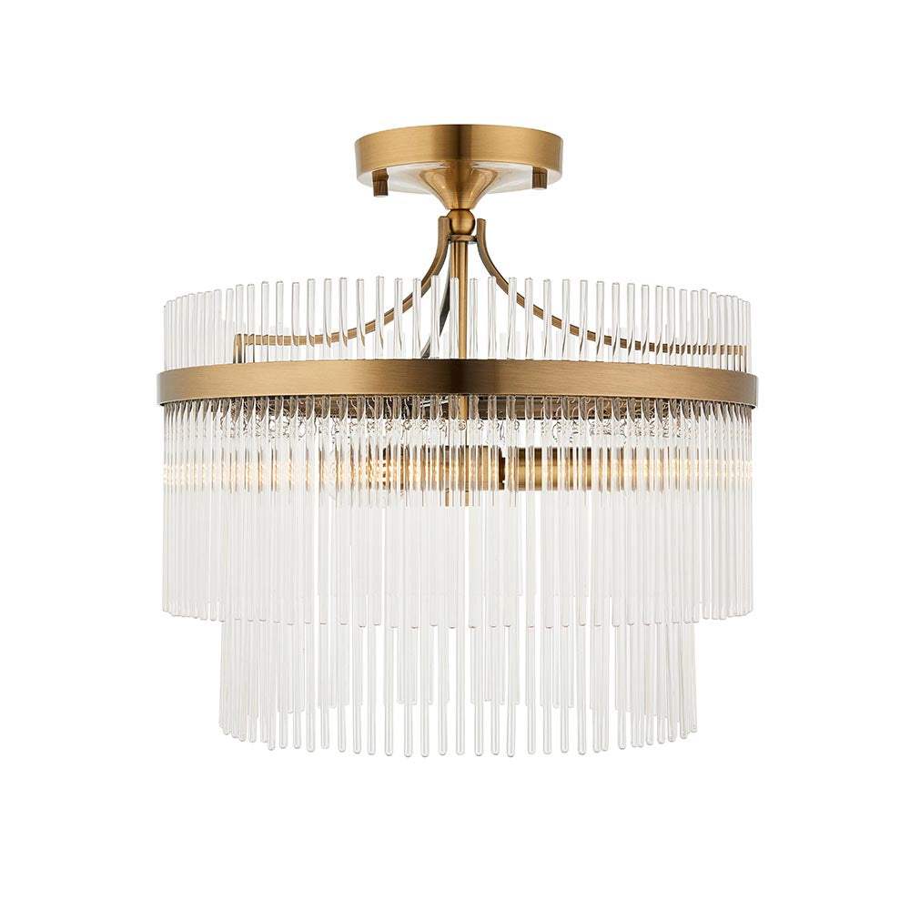 Stefan 3Lt Semi Flush - Antique Brass