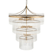 Stefan 16Lt Tiered Crystal Pendant - Antique Brass