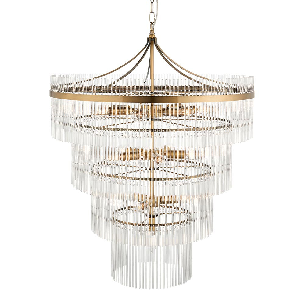 Stefan 16Lt Tiered Crystal Pendant - Antique Brass