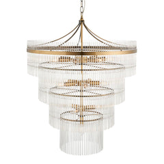 Stefan 16Lt Tiered Crystal Pendant - Antique Brass