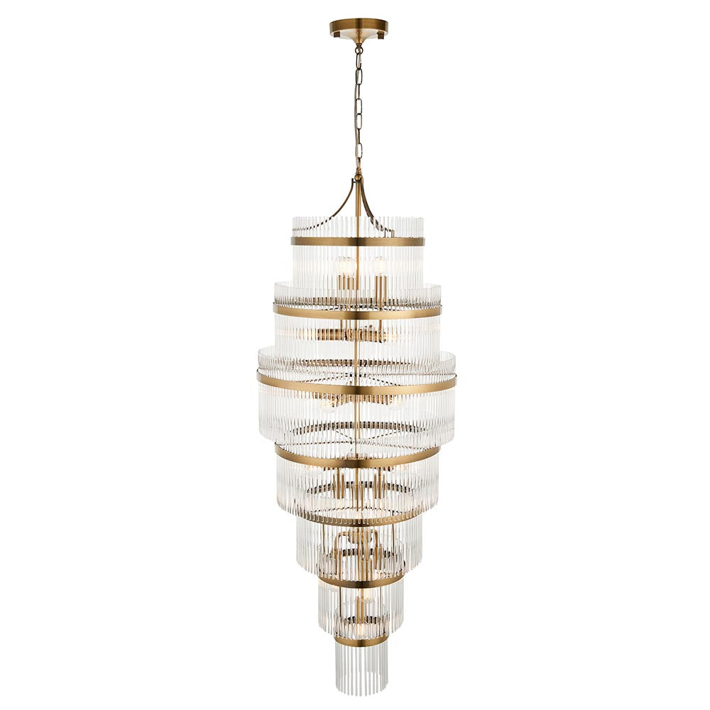 Stefan 21Lt Double Height Chandelier - Antique Brass