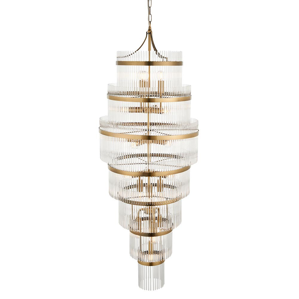 Stefan 21Lt Double Height Chandelier - Antique Brass