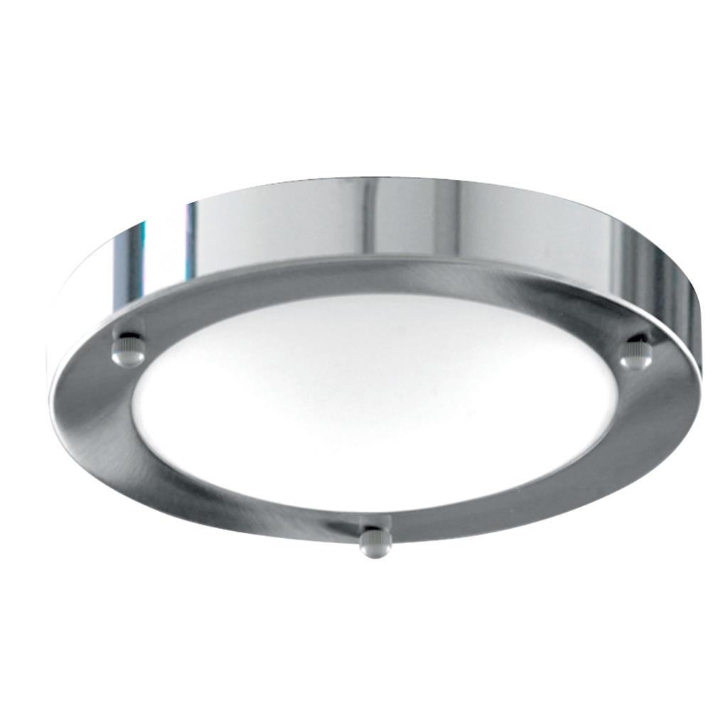 Dublin Bathroom Flush Light IP44 - Satin Silver / Chrome Finish