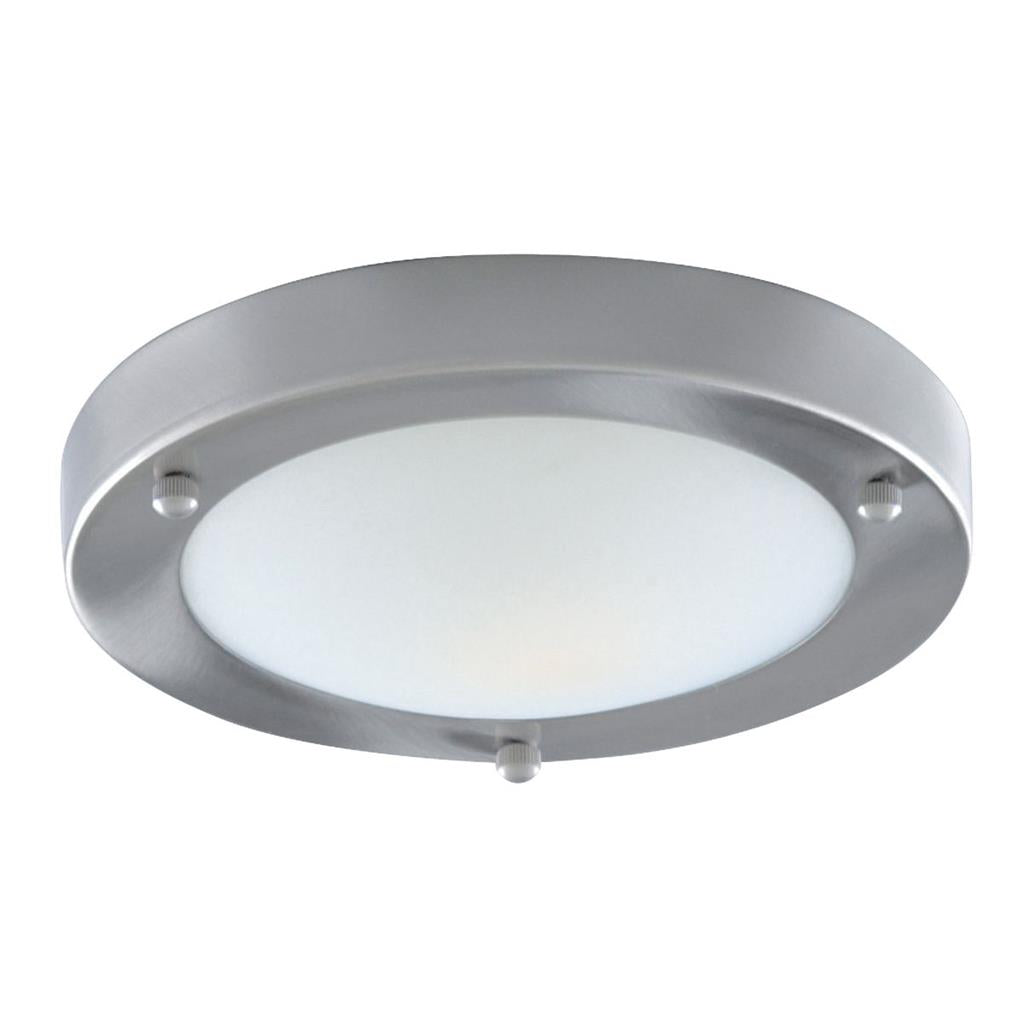 Dublin Bathroom Flush Light IP44 - Satin Silver / Chrome Finish