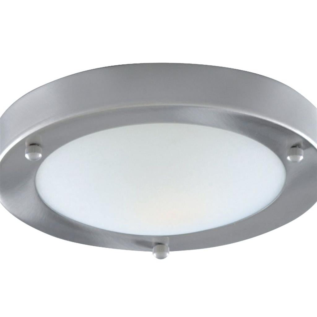 Dublin Bathroom Flush Light IP44 - Satin Silver / Chrome Finish