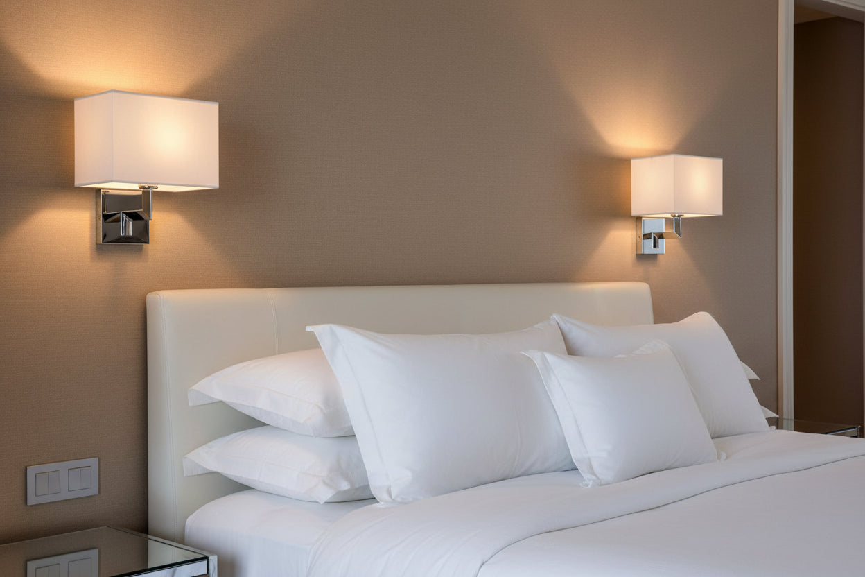 Lex Single Wall Light- Polished Stainless Steel with Cream Shade