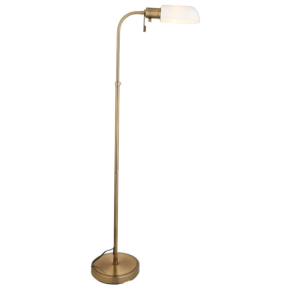 Capella Reader Floor Lamp -Brass Opal/Brass Finish E27
