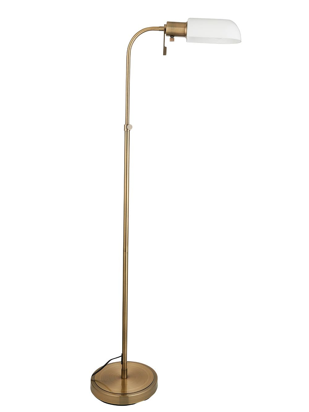 Capella Reader Floor Lamp -Brass Opal/Brass Finish E27