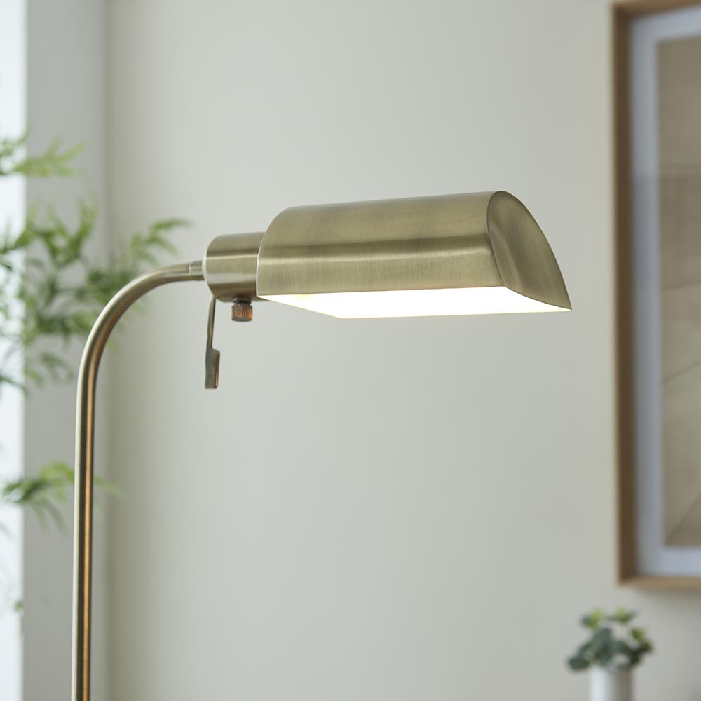 Capella Reader Floor Lamp -Brass Opal/Brass Finish E27