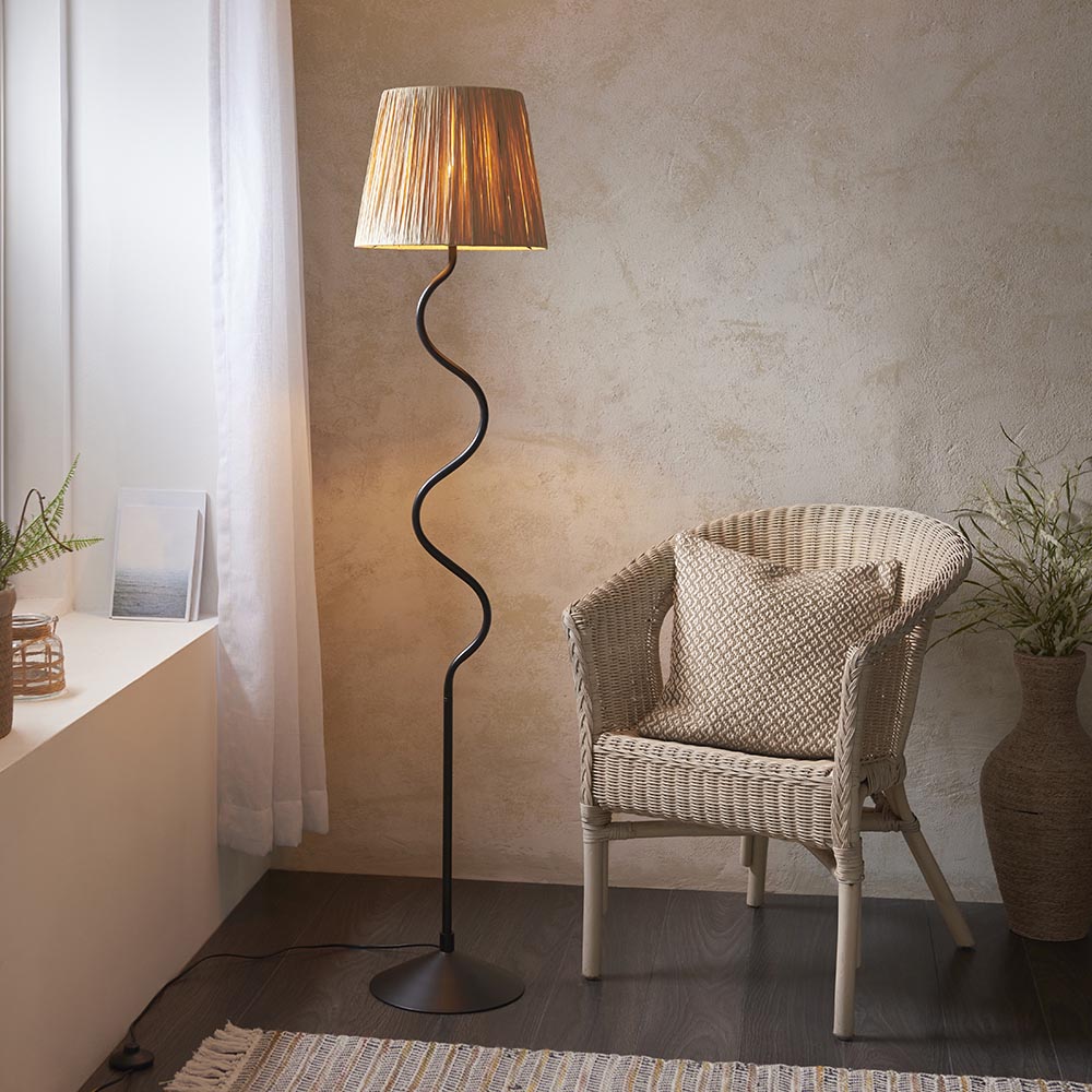 Canopus Floor Lamp - Matt Black/Aged Brass Finish E27