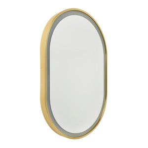 Cian CCT LED Oval Framed Mirror Motion/Demist, Satin brass/ Black Finish