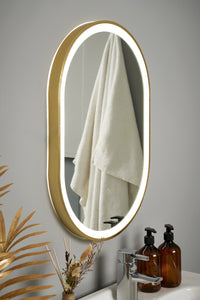 Cian CCT LED Oval Framed Mirror Motion/Demist, Satin brass/ Black Finish