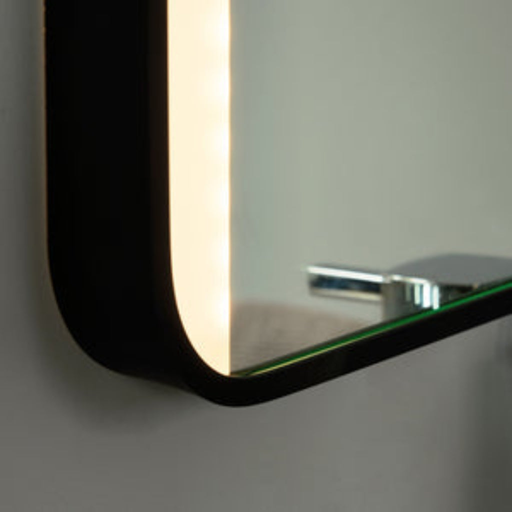 Lori CCT LED Bathroom Mirror with Motion Sensor and Demist- Satin Brass/ Matt Black