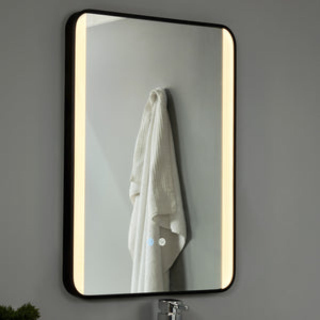 Lori CCT LED Bathroom Mirror with Motion Sensor and Demist- Satin Brass/ Matt Black