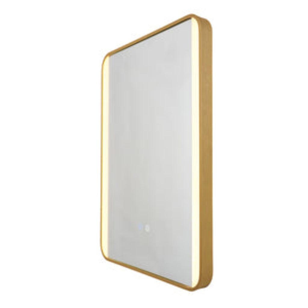 Lori CCT LED Bathroom Mirror with Motion Sensor and Demist- Satin Brass/ Matt Black