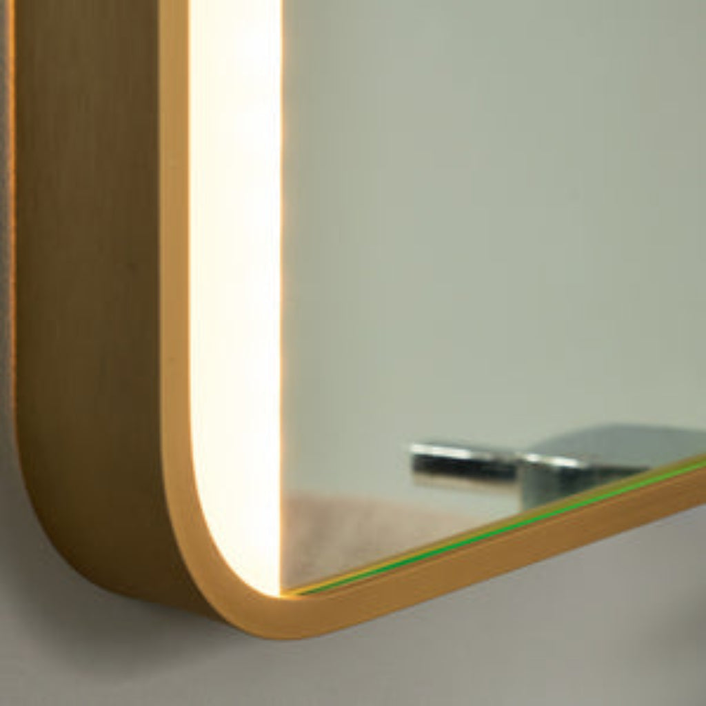 Lori CCT LED Bathroom Mirror with Motion Sensor and Demist- Satin Brass/ Matt Black