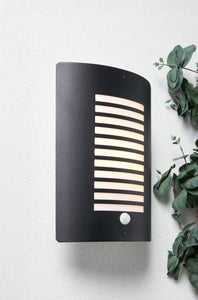 Sigma Wall Lantern With PIR, Black/ Stainless Steel