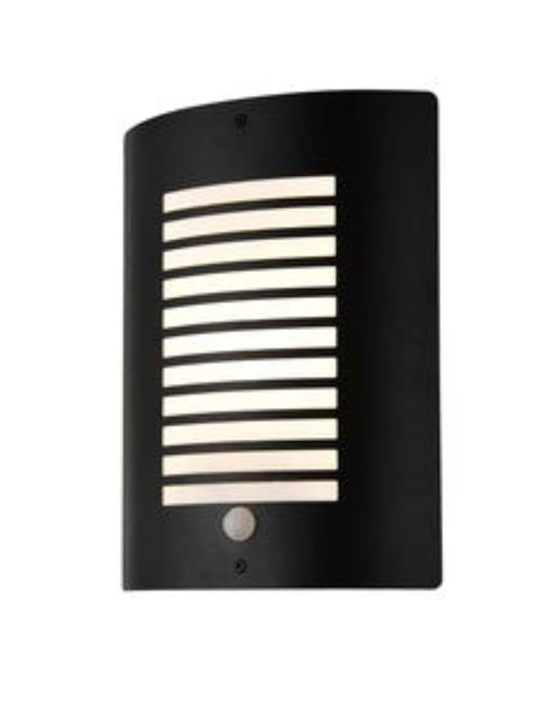 Sigma Wall Lantern With PIR, Black/ Stainless Steel