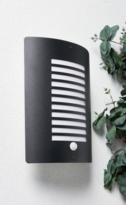 Sigma Wall Lantern With PIR, Black/ Stainless Steel