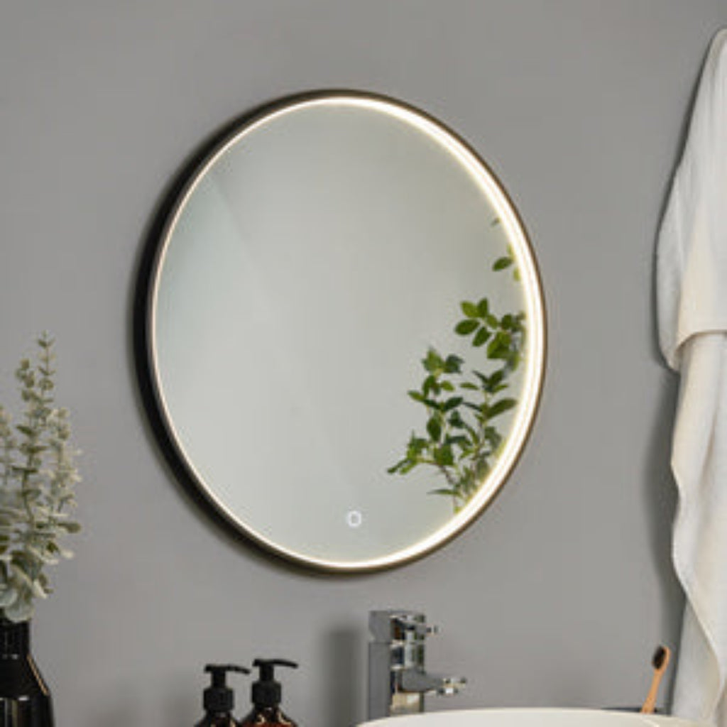 Roc LED Framed Bathroom Mirror with Demist- Black