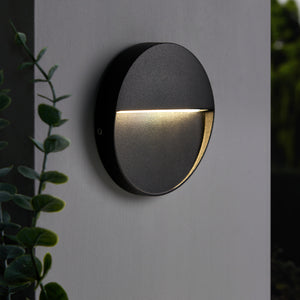 Onza Outdoor LED Round Wall Light- Black Finish