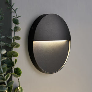 Onza Outdoor LED Round Wall Light- Black Finish
