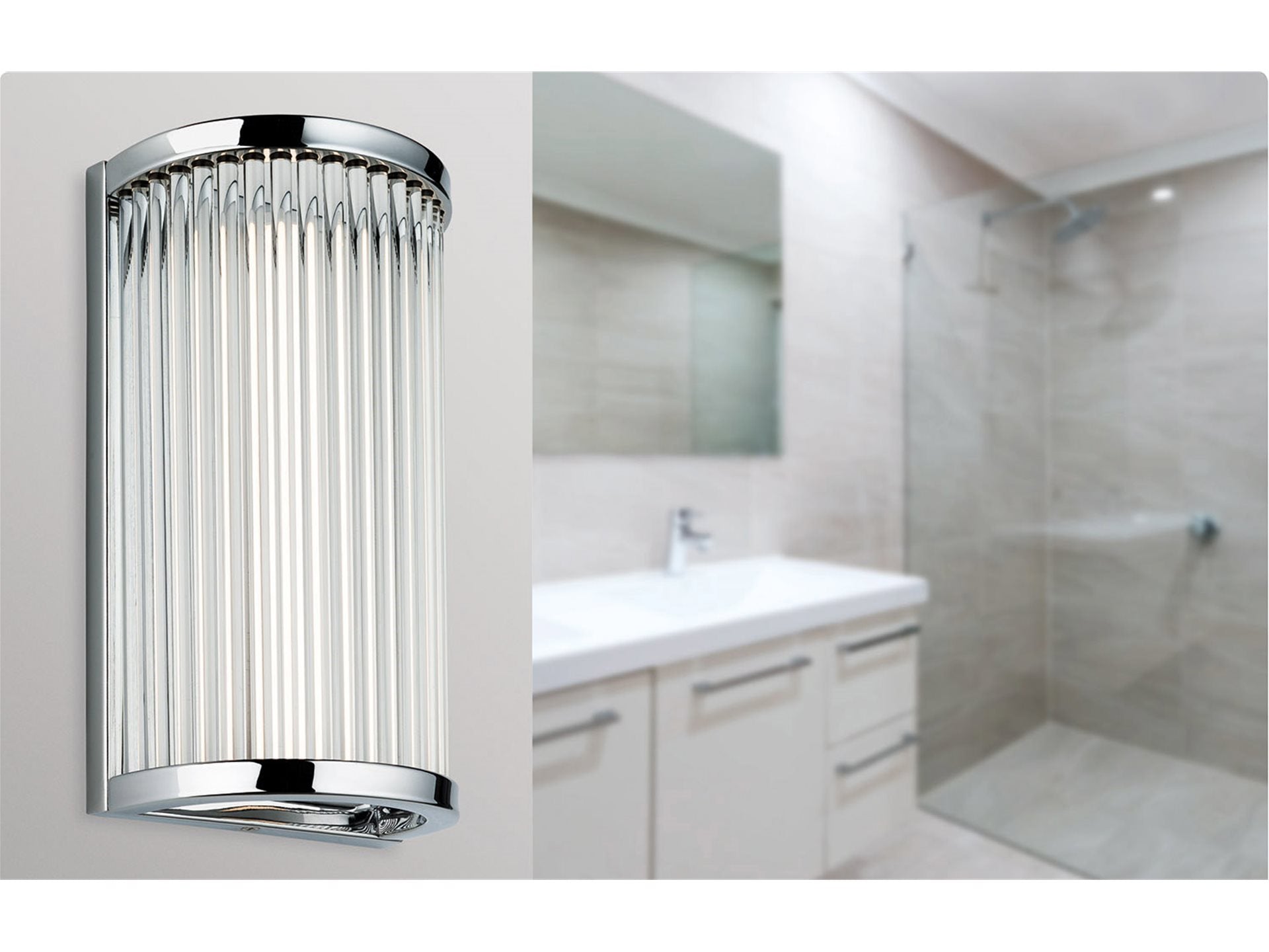 Jewel LED Wall Light- Chrome with Clear Glass Rods