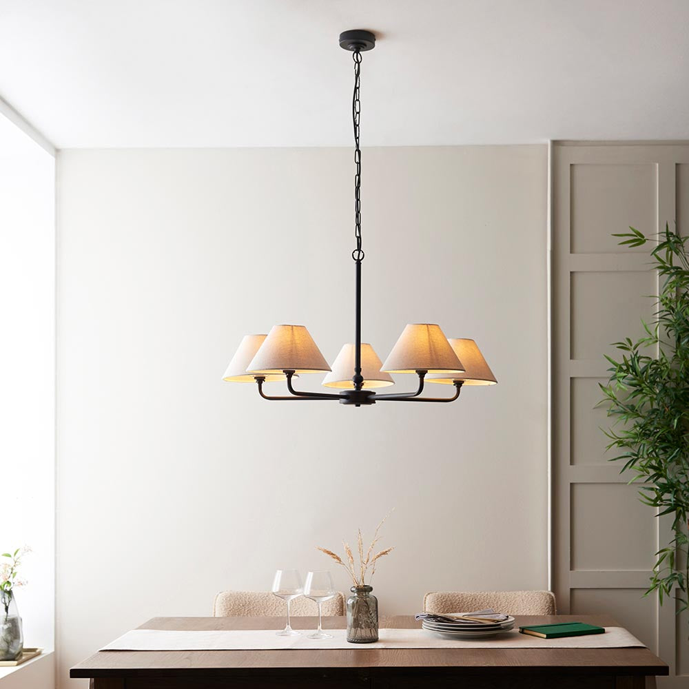 Lille 5lt Hanging Ceiling Lights- Black/ Brass Finishes