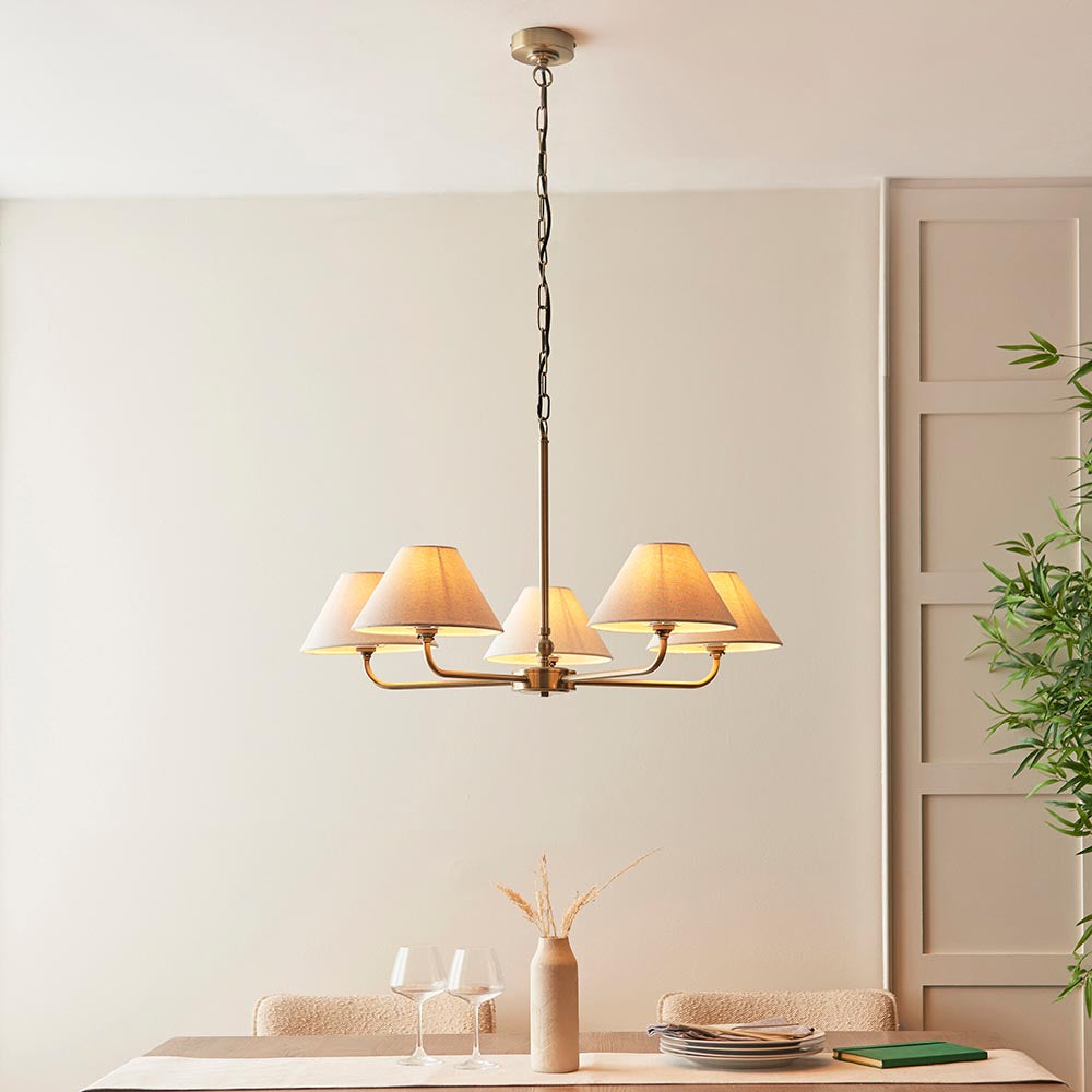 Lille 5lt Hanging Ceiling Lights- Black/ Brass Finishes