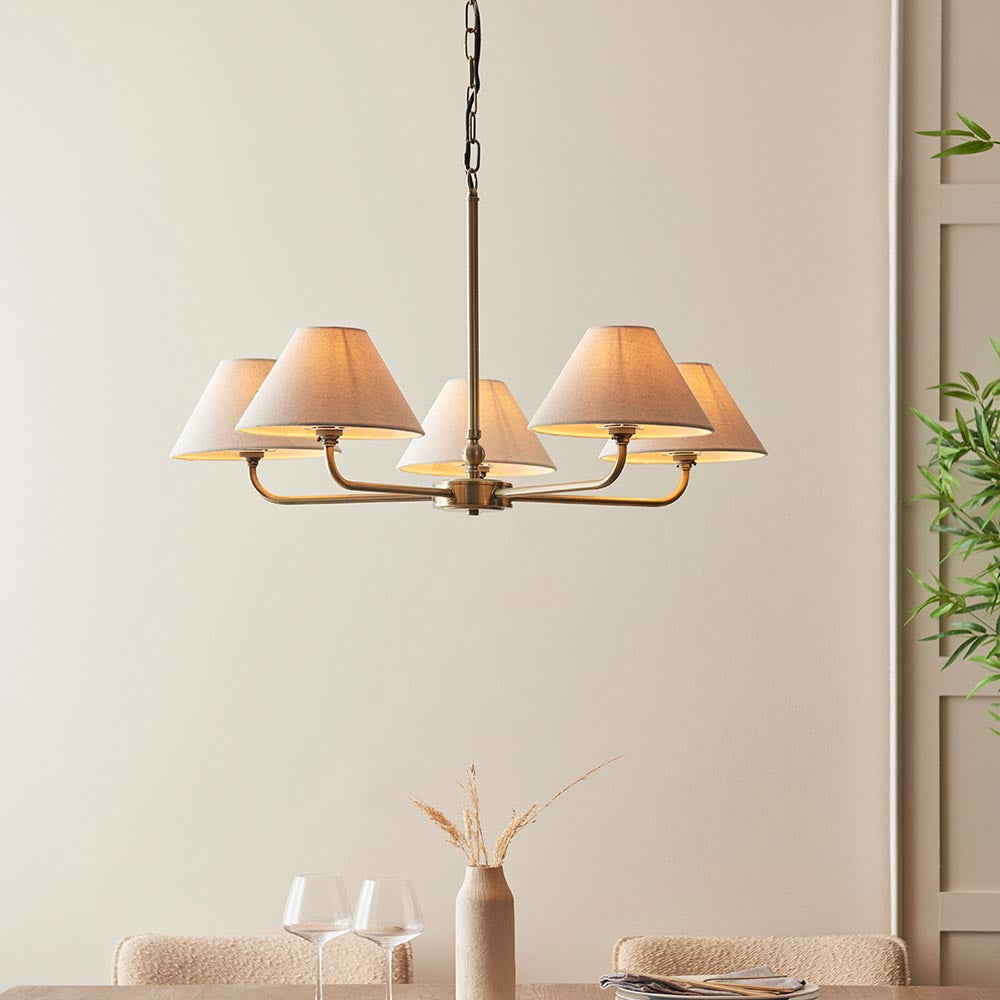 Lille 5lt Hanging Ceiling Lights- Black/ Brass Finishes