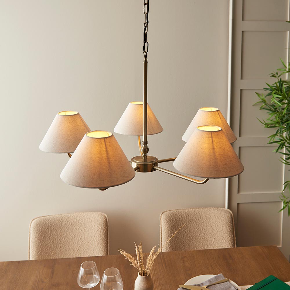 Lille 5lt Hanging Ceiling Lights- Black/ Brass Finishes