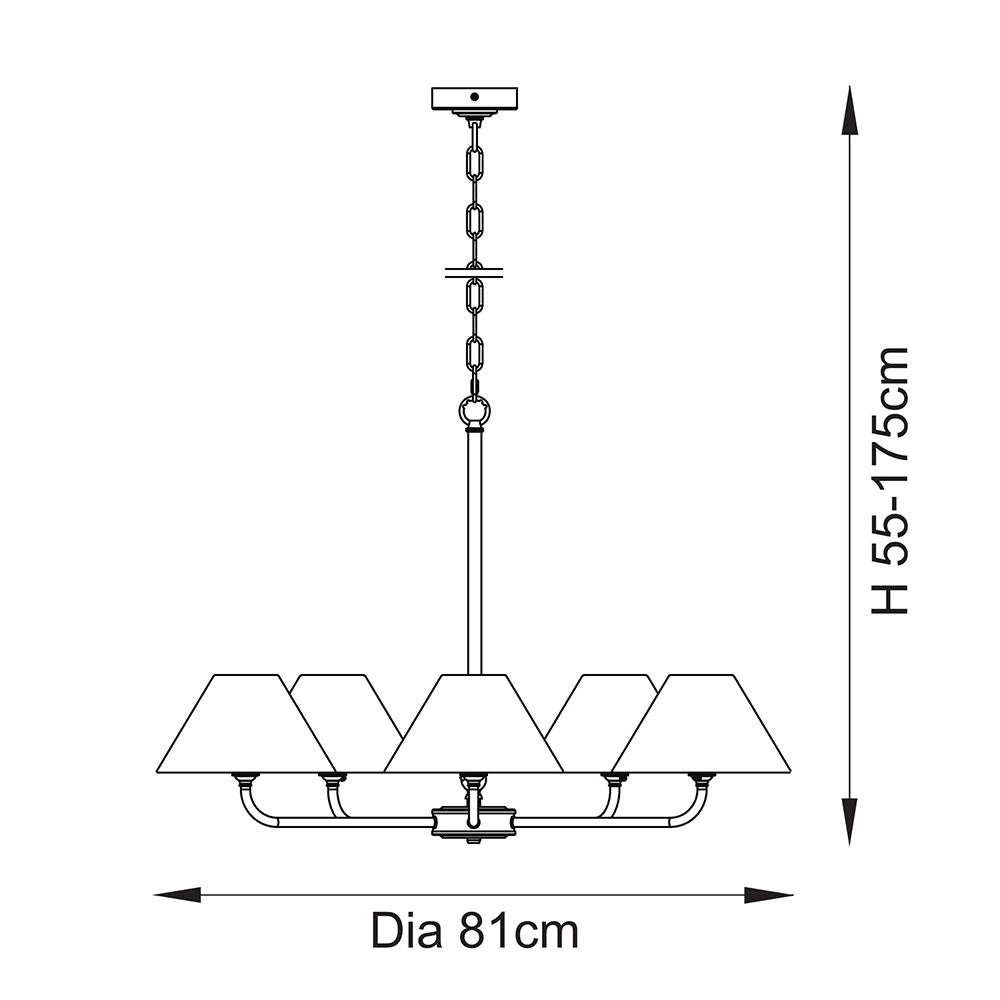 Lille 5lt Hanging Ceiling Lights- Black/ Brass Finishes