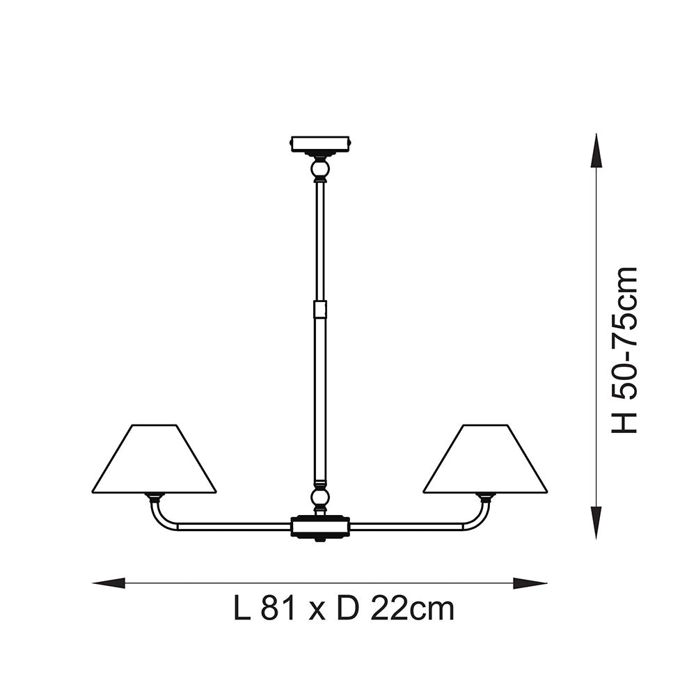 Lille 16cm 2Lt Linear Pendant- Matt Black/ Brass Finishes