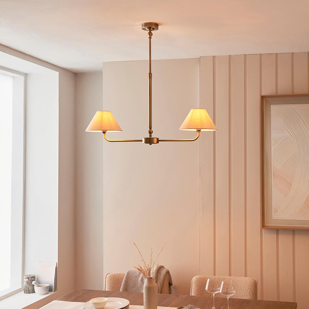 Lille 16cm 2Lt Linear Pendant- Matt Black/ Brass Finishes