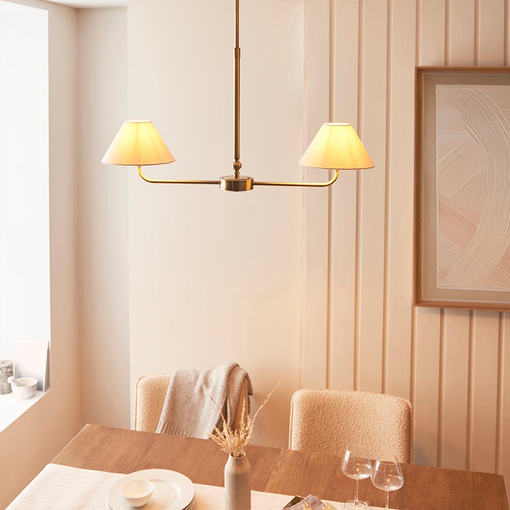 Lille 16cm 2Lt Linear Pendant- Matt Black/ Brass Finishes