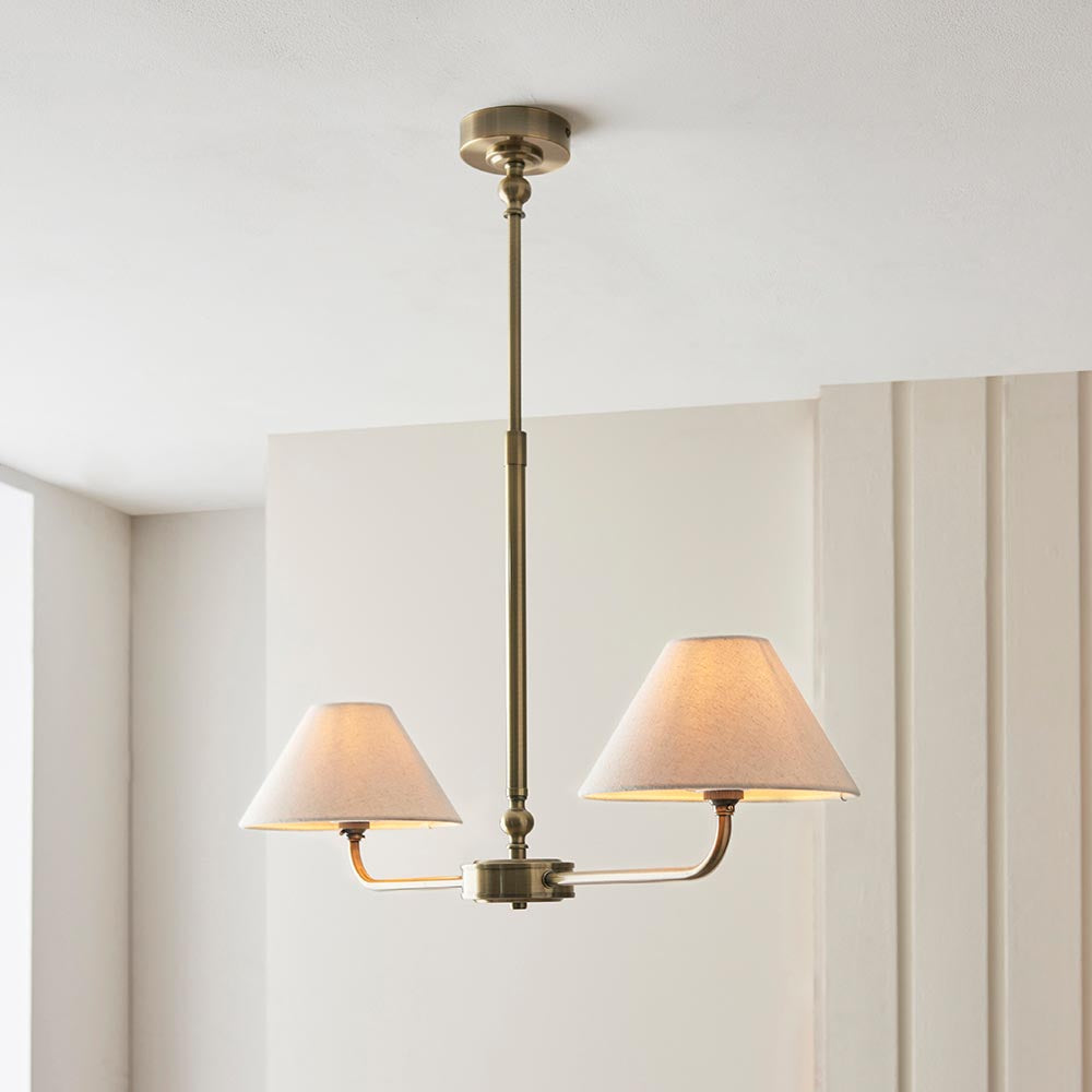 Lille 16cm 2Lt Linear Pendant- Matt Black/ Brass Finishes