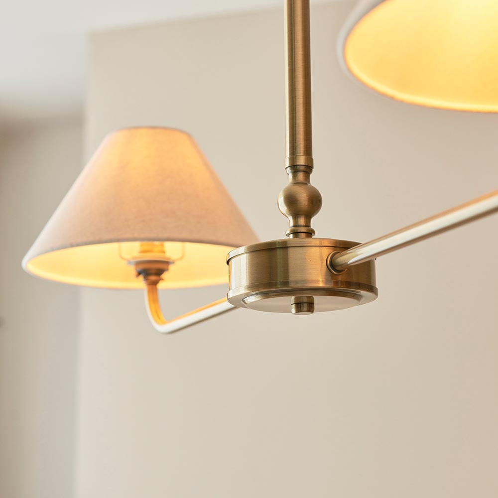 Lille 16cm 2Lt Linear Pendant- Matt Black/ Brass Finishes