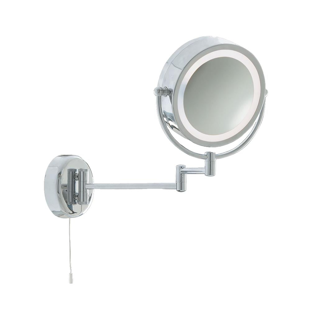 Illuminating Bathroom Mirror With Swing Arm - Chrome, IP44